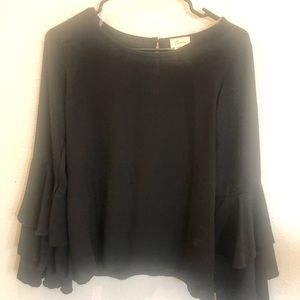 Black Ruffle Sleeve Blouse
